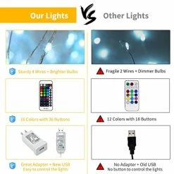 Budget 😍 Color Changing Fairy String Lights - 33 Ft 100 LED USB Silver Wire Lights With Remote And Timer, Starry Fairy Lights For Bedroom Party Craft Indoor 🎁 Christmas Decoration, 16 Colors, Adapter Included 🛒 -Lighting & Ceiling Fans Shop 51NShAnFfVL