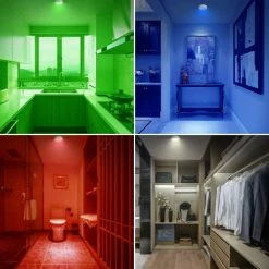 Wholesale 👏 Battery Operated Wireless LED Ceiling Light, Remote Controlled, 16 Color Changing Mood Light, Hallway Lighting, Dimmable Night Light For Shower Closet Bedroom Corridor Bathroom, 2 Pack 🥰 -Lighting & Ceiling Fans Shop 51NemJdl9VL