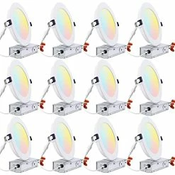 Discount ๐ 12-Pack 6 Inch LED Recessed Lighting With Junction Box, CRI90, 5CCT Dimmable Ultra-Thin Recessed Downlight, 2700K3000K3500K4000K5000K Color Temperature Selectable, ETL & ES Cool White (4000k) ๐ฅ