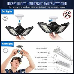 Hot Sale 😀 Metal LED Garage Lights 2 Pack 150W Garage Light 15000LM LED Garage Lights With 5+1 Multi-Position Panels Deformable E26/E27 Garage Lighting LED Shop Light 6500K Daylight For Garage Basement ✨ -Lighting & Ceiling Fans Shop 51P02yfK28L