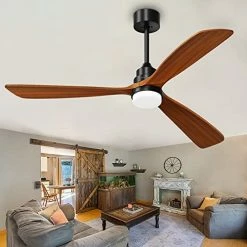Hot Sale 😀 Ceiling Fans With Lights Remote Control,52-inch Indoor Outdoor Wood Ceiling Fan With 3 Blade Noiseless Motor Solid Walnut And Matte Black Big Wood Blades Black Body ⭐ -Lighting & Ceiling Fans Shop 51P4rgmhAVL. AC