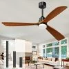 Hot Sale 😀 Ceiling Fans With Lights Remote Control,52-inch Indoor Outdoor Wood Ceiling Fan With 3 Blade Noiseless Motor Solid Walnut And Matte Black Big Wood Blades Black Body ⭐ -Lighting & Ceiling Fans Shop 51PeVAtF0fL
