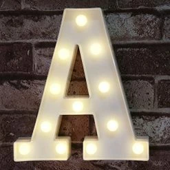 Hot Sale 😀 Pooqla LED Marquee Letter Lights Sign, Light Up Alphabet Letter For Home Party Wedding Decoration A 🥰