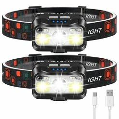 Buy ⭐ LHKNL Headlamp Rechargeable, 1100 Lumen Super Bright Motion Sensor Head Lamp Flashlight, 2-Pack Waterproof LED Headlight With White Red Light, 8 Modes Head Lights For Camping Cycling Running Fishing 🔥