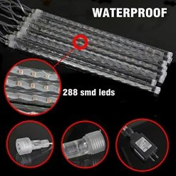 New 🎉 Meteor Shower Rain Lights, 288 LED 🎄 Christmas Lights Icicle Snow Falling 🎄 Christmas Lights Outdoor Raindrop Lights, Xmas Tree Holiday 🎄 Christmas 👪 Thanksgiving Decoration, White ⌛ -Lighting & Ceiling Fans Shop 51R8HnUUbqL