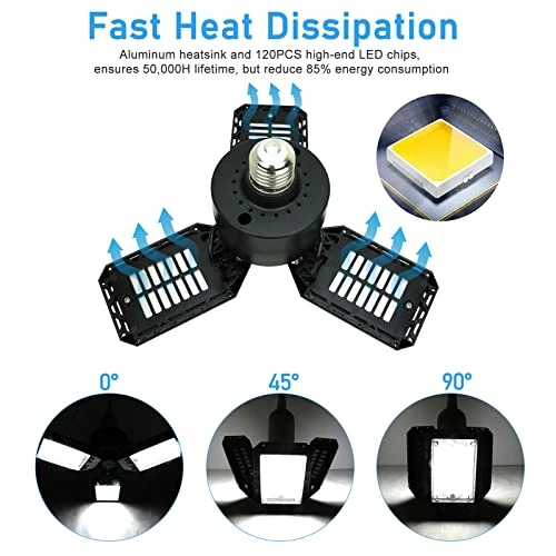 Discount π Garage Light LED Garage Light 80W Led Garage Ceiling Lights With 3 Adjustable Panels Garage Lights Ceiling Led, E26/E27 LED Shop Lights For Garage, Workshop, Basement, Barn, Attic π 7 Discount π Garage Light LED Garage Light 80W Led Garage Ceiling Lights With 3 Adjustable Panels Garage Lights Ceiling Led, E26/E27 LED Shop Lights For Garage, Workshop, Basement, Barn, Attic π - Image 5