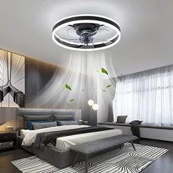 Best deal π Low Profile Ceiling Fan With Light - Modern Flush Mount Enclosed Ceiling Fan 19.7" LED Dimmable Bladeless Ceiling Fans With Remote Control,Smart 3 Light Color And 6 Speeds Gold π