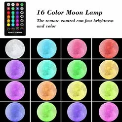 Wholesale ⌛ Moon Lamp, 16 Colors Moon Night Light With Stand & Remote &Touch Control And USB Rechargeable Decorative Light Up Moon Lamp For Baby Kids Lover 🥳 Birthday Party Gifts(4.8 Inch) 🌟