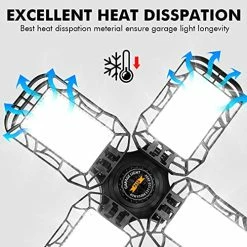 Deals 👏 LED Garage Light 4 Pack, 80W Ultra Bright LED Shop Light With 4 Adjustable Panels, 8000LM E26/E27 Base Deformable Ceiling Light Fixtures For Garage, Workshop, Attic, Basement, Barn (Black, 4 Pack) 🧨 -Lighting & Ceiling Fans Shop 51T4Kjf8fhS