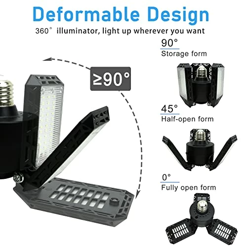 Discount π Garage Light LED Garage Light 80W Led Garage Ceiling Lights With 3 Adjustable Panels Garage Lights Ceiling Led, E26/E27 LED Shop Lights For Garage, Workshop, Basement, Barn, Attic π 4 Discount π Garage Light LED Garage Light 80W Led Garage Ceiling Lights With 3 Adjustable Panels Garage Lights Ceiling Led, E26/E27 LED Shop Lights For Garage, Workshop, Basement, Barn, Attic π - Image 2