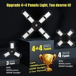 Cheapest 👍 2 Pack LED Garage Light,Super Bright Screw In E26/E27 Ceiling Shop Work Lamp, 150W 15000 Lumen Deformable Basement Bulb Fixture With 8 Adjustable Panels, Commercial Bay Lighting For Workshop, Attic ✨ 16 Cheapest 👍 2 Pack LED Garage Light,Super Bright Screw In E26/E27 Ceiling Shop Work Lamp, 150W 15000 Lumen Deformable Basement Bulb Fixture With 8 Adjustable Panels, Commercial Bay Lighting For Workshop, Attic ✨ -Lighting & Ceiling Fans Shop 51TwPnP3dqL