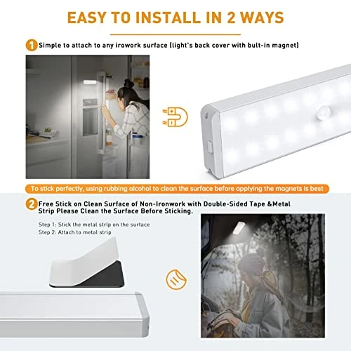 Promo π LED Closet Light, Newest 20LEDs Dimmer USB Rechargeable Motion Sensor Light Under Cabinet Lighting With Remote Control, Wireless Stick-Anywhere Night Safe Light Bar For Wardrobe,Kitchen-5 Pcs Silver π₯ 4 Promo π LED Closet Light, Newest 20LEDs Dimmer USB Rechargeable Motion Sensor Light Under Cabinet Lighting With Remote Control, Wireless Stick-Anywhere Night Safe Light Bar For Wardrobe,Kitchen-5 Pcs Silver π₯ - Image 2