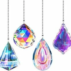 Cheapest 🔔 4 Pieces Crystal Suncatcher Ceiling Fan Pull Chain Colorful Maker Pull Chain Extension With Connector For Bathroom Toilet Light Ceiling Light Fan (Longan, Round, Polygon, Quadrilateral) 😍 -Lighting & Ceiling Fans Shop 51VLn8Nn9L. AC