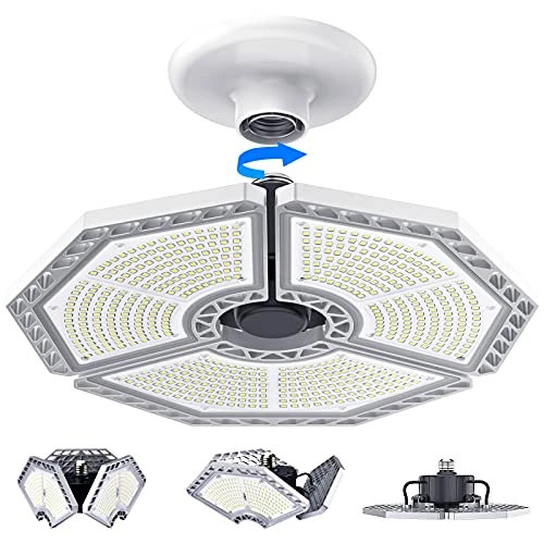 Best Sale ๐ LED Garage Lights, 140W 18500 Lumens Garage Lighting, 6000K Daylight With Deformable Three Panels Garage Ceiling Light Fixture E26/E27 Triple Glow LED Shop Light For Garage Basement Workshop Warehouse Black ๐ 3 Best Sale ๐ LED Garage Lights, 140W 18500 Lumens Garage Lighting, 6000K Daylight With Deformable Three Panels Garage Ceiling Light Fixture E26/E27 Triple Glow LED Shop Light For Garage Basement Workshop Warehouse Black ๐