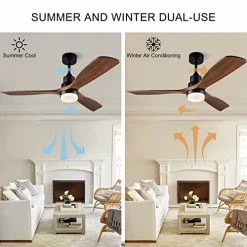 Best deal 💯 52” Ceiling Fans With Lights Remote Control,Indoor Outdoor Wood Ceiling Fan With 3 Blade For Patio Living Room, Bedroom, Office, ☀️ Summer House, Etc Nature Wood Blades White Body 🎉 -Lighting & Ceiling Fans Shop 51VZKZsIUvL