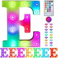 Best reviews of 🥰 Colorful Light Up Letters Led Marquee Letter Lights With Remote 18 Colors Letters With Lights For Wedding 🥳 Birthday Party Lamp ❄ Christmas Home Bar Decoration - Diamond Design Battery Powered - E 😍