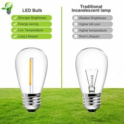 Discount 🎁 LED Outdoor String Lights 48Ft With Dimmable Edison Vintage Shatterproof Bulbs And Commercial Grade Weatherproof Strand Heavy-Duty Decorative Cafe, Patio, Market Ligh ✔️ -Lighting & Ceiling Fans Shop 51WP7LgVDIL