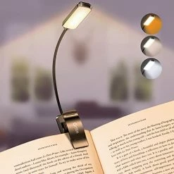 Deals 🎉 9 LED Rechargeable Book Light For Reading In Bed - Eye Caring 3 Color Temperatures,Stepless Dimming Brightness,12+Hrs Runtime Small Lightweight Clip On Book Reading Light For Kids,Studying ❤️