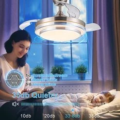 Best reviews of 🌟 Retractable Ceiling Fan With Lights Remote Control, 42 Inch Modern Ceiling Fan For Bedroom Living Room In 3 Color Changeable,Timer, Noiseless DC Motor, 6 Speed, Brush Nickel, Ceiling Fans Brushed Nickel (3 Blades) 🛒 -Lighting & Ceiling Fans Shop 51YnmkE7fAL