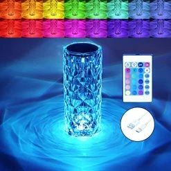 Coupon 🎁 Crystal Lamp 16 Color Changing RGB Night Light Touch Lamp USB Romantic LED Rose Diamond Table Lamps For Living Room ❄ Christmas Lamp Decor ( 8.7IN Remote & Touch Whitewar 🎉 -Lighting & Ceiling Fans Shop 51Z8VrerkL. AC