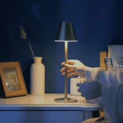 Top 10 😀 Modern LED CordlessTable Lamp,4000mAh Rechargeable Battery Desk Lamp,3 Level Brightness Night Light, Metal Shell,Minimalist Design, For Couple Dinner/Coffee Table/Restaurant/Bedroom(Black) 👍 -Lighting & Ceiling Fans Shop 51Zm27NudAL