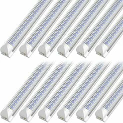 Discount 🛒 8FT LED Shop Light Fixture, 72W 9360LM 6000K Cool White,High Output Linkable Tube Light, Double Sided V Shape T8 8 Foot LED Shop Lights For Garage, Warehouse, 4 Pack 🧨 -Lighting & Ceiling Fans Shop 51aKmb55xBL. AC