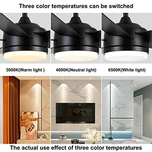 Hot Sale π 52 Inch Black Ceiling Fan With Lights And Remote Control,Dimmable Tri-color Temperatures LED,Quiet Reversible Motor,5 Blades Modern Ceiling Fans For Indoor Or Covered Outdoor Use. Black-52inch π― 7 Hot Sale π 52 Inch Black Ceiling Fan With Lights And Remote Control,Dimmable Tri-color Temperatures LED,Quiet Reversible Motor,5 Blades Modern Ceiling Fans For Indoor Or Covered Outdoor Use. Black-52inch π― - Image 5