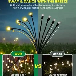 Budget ✨ Super Bright Solar Powered Firefly Lights, High Flexibility Starburst Swaying Lights, Vibrant Solar Garden Lights Outdoor Waterproof, 8 LED Landscape Lighting Decorative For Pathway Patio Yard 💯 -Lighting & Ceiling Fans Shop 51ahaX3vcbL