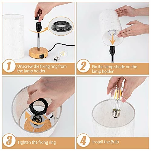 Best Sale π Bedside Lamp With USB Port - Touch Control Table Lamp For Bedroom Wood 3 Way Dimmable Nightstand Lamp With Round Flaxen Fabric Shade For Living Room, Dorm, Home Office (LED Bulb Included) Teal π 7 Best Sale π Bedside Lamp With USB Port - Touch Control Table Lamp For Bedroom Wood 3 Way Dimmable Nightstand Lamp With Round Flaxen Fabric Shade For Living Room, Dorm, Home Office (LED Bulb Included) Teal π - Image 5