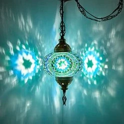 Cheap ❤️ (8 Colors) Turkish Moroccan Mosaic Swag Plug In Pendant Ceiling Hanging Light With 15feet Cord Decorated Chain & North American Plug (Multicolor - 6" Diameter) 😉 -Lighting & Ceiling Fans Shop 51b68g1U CL. AC