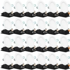 Outlet 🧨 24 Pack 6 Inch Ultra Thin LED Recessed Ceiling Lights Slim, 6000K Daylight Deluxe, Dimmable 14W=100W, 850 LM, Baffle Trim Damp Rated, Canless Wafer Thin With Junction Box ⭐ -Lighting & Ceiling Fans Shop 51bZH PKv7L. AC 1
