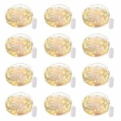 Best Sale 😀 12 Pack Led Fairy Lights Battery Operated String Lights Waterproof Silver Wire 7 Feet 20 Led Firefly Starry Moon Lights For DIY Wedding Party Bedroom Patio 🎅 Christmas (12 Pack, Warm White) 👍