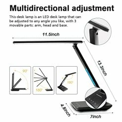 Best Sale 🔥 Desk Lamp, LED Desk Lamp With Wireless Charger, USB Charging Port, Adjustable Foldable ​Table Lamp With Clock, Alarm, Date, Temperature, 5-Level Dimmable ​Lighting​, Office Lamp With Adapter Black 🧨 -Lighting & Ceiling Fans Shop 51cesQfXCEL