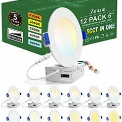 New ❤️ 12 Pack 6 Inch 5CCT Ultra-Thin LED Recessed Ceiling Light With Junction Box, 2700K-5000K Selectable, Dimmable Led Downlight,13W Eqv 120W, Led Can Lights- ETL 1 Pack 5cct 😍 29 New ❤️ 12 Pack 6 Inch 5CCT Ultra-Thin LED Recessed Ceiling Light With Junction Box, 2700K-5000K Selectable, Dimmable Led Downlight,13W Eqv 120W, Led Can Lights- ETL 1 Pack 5cct 😍 -Lighting & Ceiling Fans Shop 51czUkknRdS. AC