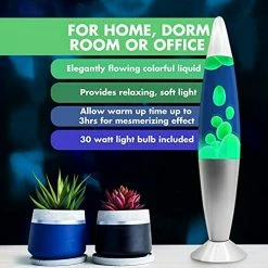Buy 😉 16-Inch Beautiful Lamp With Wax That Flows Like Lava (Blue With Yellow/Green Wax, 16 Inch), Relaxing Night Light Nighlight Home Decor Living Room Office Bedroom Lamp For Adults, Teens, And Kids ⭐ -Lighting & Ceiling Fans Shop 51dvXEviDHS