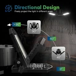 Best deal ✔️ Reelicht 2 Pack Plug In Garage Lights, Deformable LED Shop Light With 3 Adjustable Panels, 60W 6000LM 6500K, Linkable Garage Ceiling Light Fixtures, For Garage, Basement (Built-in ON/Off Switch) 3 Panels 🧨 -Lighting & Ceiling Fans Shop 51eUjMY7H5L