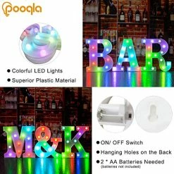 Hot Sale ✨ Colorful LED Marquee Letter Lights With Remote – Light Up Marquee Signs – Party Bar Letters With Lights Decorations For The Home - Multicolor A 🧨 -Lighting & Ceiling Fans Shop 51ezfYSY9gL
