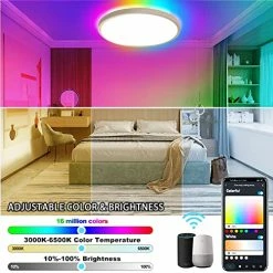 Coupon 🛒 Smart Ceiling Light Fixture 12Inch - 24W Smart Led Ceiling Light Ultra Thin Color Changing RGB Ceiling Light - App Control 2400lm 3000K-6500K Dimmable - 2.4GHzWi-Fi Compatible With Alexa Google Home 5.backlit Rgb 1pack 2800lm(white) ✔️ -Lighting & Ceiling Fans Shop 51fsMFusIyL