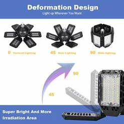 Flash Sale 👏 Suyncyi 2-Pack Garage Light, 160W LED Garage Light With 6+1 Multi-Position Panels - 16000LM 6500K E26/E27 Deformable LED Garage Ceiling Lights, Easy-Installation LED Lights For Garage, Workshop,Basement Ba ✨