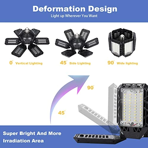Flash Sale π Suyncyi 2-Pack Garage Light, 160W LED Garage Light With 6+1 Multi-Position Panels - 16000LM 6500K E26/E27 Deformable LED Garage Ceiling Lights, Easy-Installation LED Lights For Garage, Workshop,Basement Ba β¨ 3 Flash Sale π Suyncyi 2-Pack Garage Light, 160W LED Garage Light With 6+1 Multi-Position Panels - 16000LM 6500K E26/E27 Deformable LED Garage Ceiling Lights, Easy-Installation LED Lights For Garage, Workshop,Basement Ba β¨