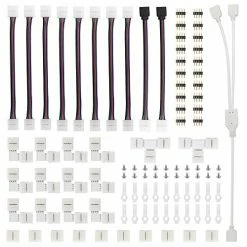 Best Sale 😀 LED Strip Connector Kit For 5050 10mm 4Pin,Includes 8 Types Of Solderless LED Strip Accessories,Provides Most Parts For DIY 👍