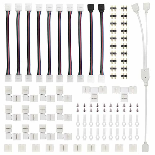 Best Sale ๐ LED Strip Connector Kit For 5050 10mm 4Pin,Includes 8 Types Of Solderless LED Strip Accessories,Provides Most Parts For DIY ๐ 3 Best Sale ๐ LED Strip Connector Kit For 5050 10mm 4Pin,Includes 8 Types Of Solderless LED Strip Accessories,Provides Most Parts For DIY ๐