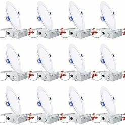 Discount 🔔 12-Pack 6 Inch LED Recessed Lighting With Junction Box, CRI90, 5CCT Dimmable Ultra-Thin Recessed Downlight, 2700K3000K3500K4000K5000K Color Temperature Selectable, ETL & ES Cool White (4000k) 🔥 -Lighting & Ceiling Fans Shop 51h5DrKCh0L. AC 1