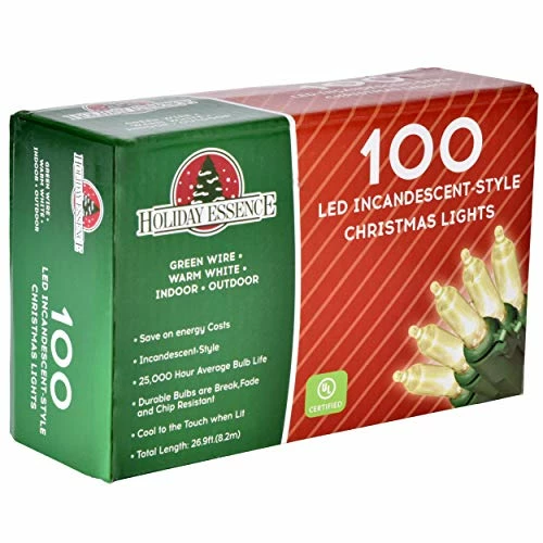 Wholesale 🥰 Christmas LED Lights, 100 Warm White String Lights For Indoor And Outdoor Decorative Use, Holiday And Tree Decor, Patio Hanging Lighting Decorations, Green Wire, 26.9 Ft, UL Certif 👏 4 Wholesale 🥰 Christmas LED Lights, 100 Warm White String Lights For Indoor And Outdoor Decorative Use, Holiday And Tree Decor, Patio Hanging Lighting Decorations, Green Wire, 26.9 Ft, UL Certif 👏 - Image 2