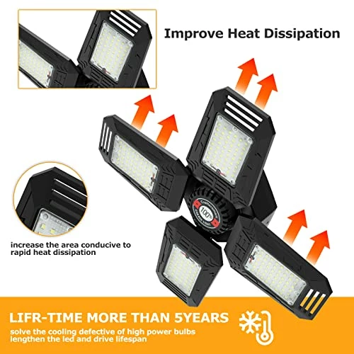 Coupon π₯° 2 - Pack LED Garage Lights 120W - 6500K Garage Lights Ceiling LED, 12000LM Deformable LED Garage Lighting Fixture, Shop Lights For Garage, Basement, Barn, High Bay Ligh π€© 5 Coupon π₯° 2 - Pack LED Garage Lights 120W - 6500K Garage Lights Ceiling LED, 12000LM Deformable LED Garage Lighting Fixture, Shop Lights For Garage, Basement, Barn, High Bay Ligh π€© - Image 3