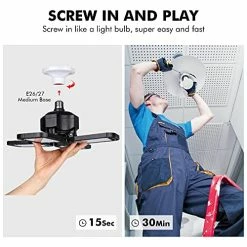 Deals 👏 LED Garage Light 4 Pack, 80W Ultra Bright LED Shop Light With 4 Adjustable Panels, 8000LM E26/E27 Base Deformable Ceiling Light Fixtures For Garage, Workshop, Attic, Basement, Barn (Black, 4 Pack) 🧨 -Lighting & Ceiling Fans Shop 51hlUu6AJ0S