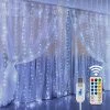 Flash Sale 👍 Window Curtain String Lights, 300 LED 8 Lighting Modes Fairy Copper Light With Remote, USB Powered Waterproof For ❄ Christmas Bedroom Party Wedding Home Garden Wall Decorations, Cool White ❤️ -Lighting & Ceiling Fans Shop 51hqYE6yuRL