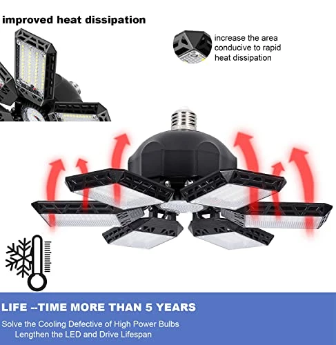 Flash Sale π Suyncyi 2-Pack Garage Light, 160W LED Garage Light With 6+1 Multi-Position Panels - 16000LM 6500K E26/E27 Deformable LED Garage Ceiling Lights, Easy-Installation LED Lights For Garage, Workshop,Basement Ba β¨ 4 Flash Sale π Suyncyi 2-Pack Garage Light, 160W LED Garage Light With 6+1 Multi-Position Panels - 16000LM 6500K E26/E27 Deformable LED Garage Ceiling Lights, Easy-Installation LED Lights For Garage, Workshop,Basement Ba β¨ - Image 2