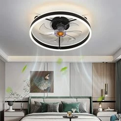 Wholesale 😀 Ceiling Fans With Lights - Modern Flush Mount Low Profile Indoor Ceiling Fans With Remote Control, 20" Enclosed Bladeless Ceiling Lighting Fixture, Blac ⭐ -Lighting & Ceiling Fans Shop 51kiYEm0tNL. AC