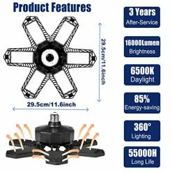 Best reviews of 🔥 LED Garage Light 2 Pack, 160W Garage Light LED Shop Light, Bright 16000LM LED Garage Ceiling Lights 6+1 Panel, 6500K Garage Lighting LED Light Bulb Fixture, LED Lights For Garage Basement, Work Light 🤩 -Lighting & Ceiling Fans Shop 51kmauts0lL